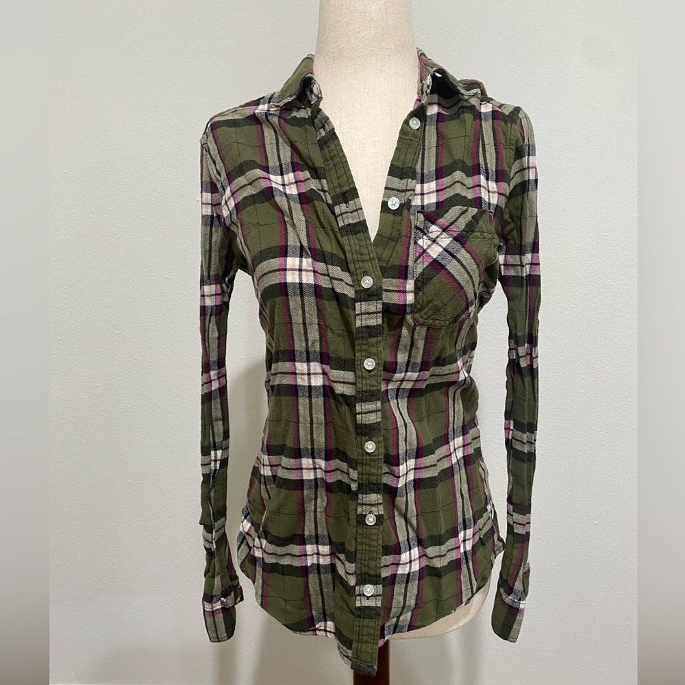 Express Boyfriend Plaid Flannel Button Down